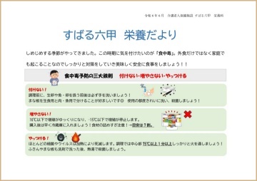 栄養科だより 令和6年6月号